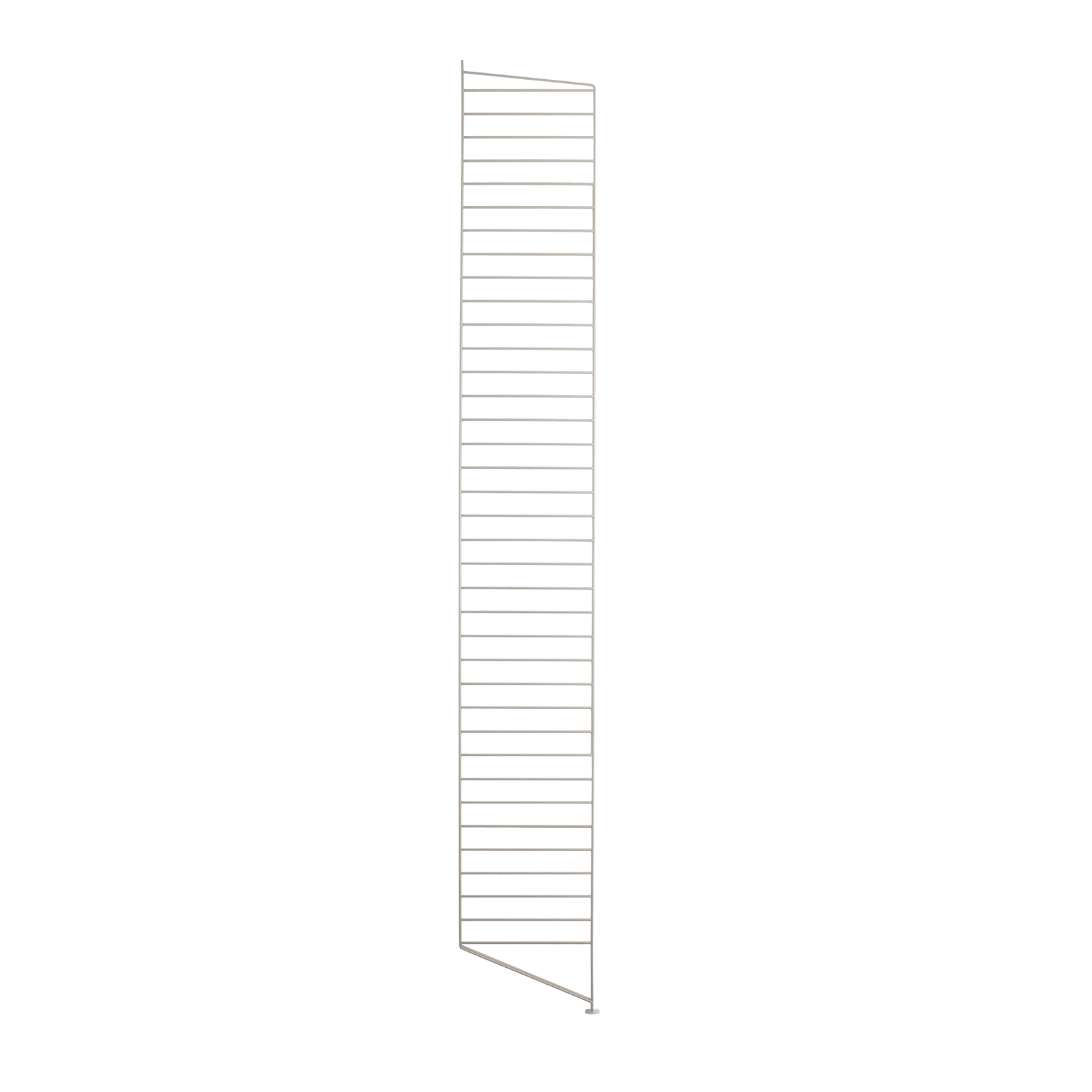 The floor panels are available in three heights, 85 cm, 115 cm, 200 cm along with one depth, 30 cm. The panels are the base when building your string shelf. When the panels are decided you can start adding products with 30 cm depth from String® System. Choose among shelves, cabinets, drawers, magazine shelves and more. The foot of the floor panel rests against the floor which makes the shelf stable while appearing light and airy. Make your shelf even more functional and unique by adding organizers, knife holder or a magazine holder, which all are placed on the panel’s threads. The panels come in two different packaging’s, either with one floor panel or two floor panels.
