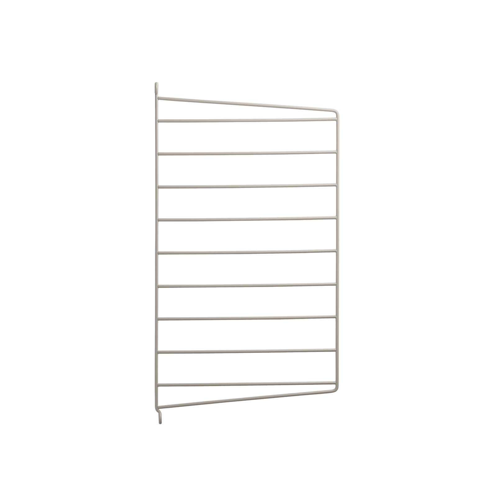 The wall panels are available in two heights, 50 and 75 cm, along with two depths, 20 and 30 cm. The panels are the base when building your string shelf. When the panels are decided you can start adding products from String® System. Choose among different shelves and cabinets. The wall panels are mounted onto a wall and do not touch either the floor or ceiling, which makes the whole shelf easy to adapt to any room. Make your shelf even more functional and unique by adding organizers or hooks, which all are placed on the panel’s threads. The panels come in two different packaging’s, either with one wall panel or two wall panels.