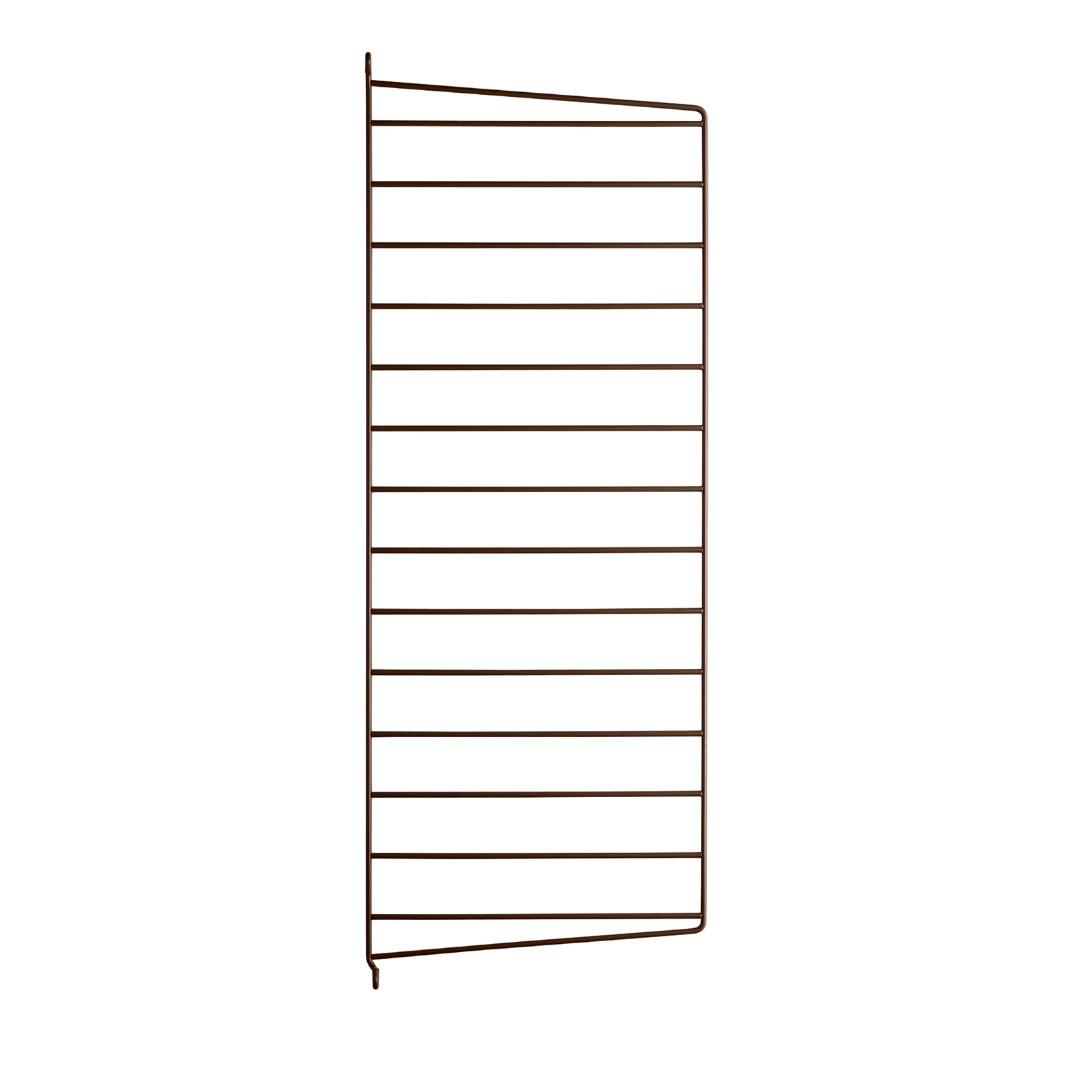 The wall panels are available in two heights, 50 and 75 cm, along with two depths, 20 and 30 cm. The panels are the base when building your string shelf. When the panels are decided you can start adding products from String® System. Choose among different shelves and cabinets. The wall panels are mounted onto a wall and do not touch either the floor or ceiling, which makes the whole shelf easy to adapt to any room. Make your shelf even more functional and unique by adding organizers or hooks, which all are placed on the panel’s threads. The panels come in two different packaging’s, either with one wall panel or two wall panels.