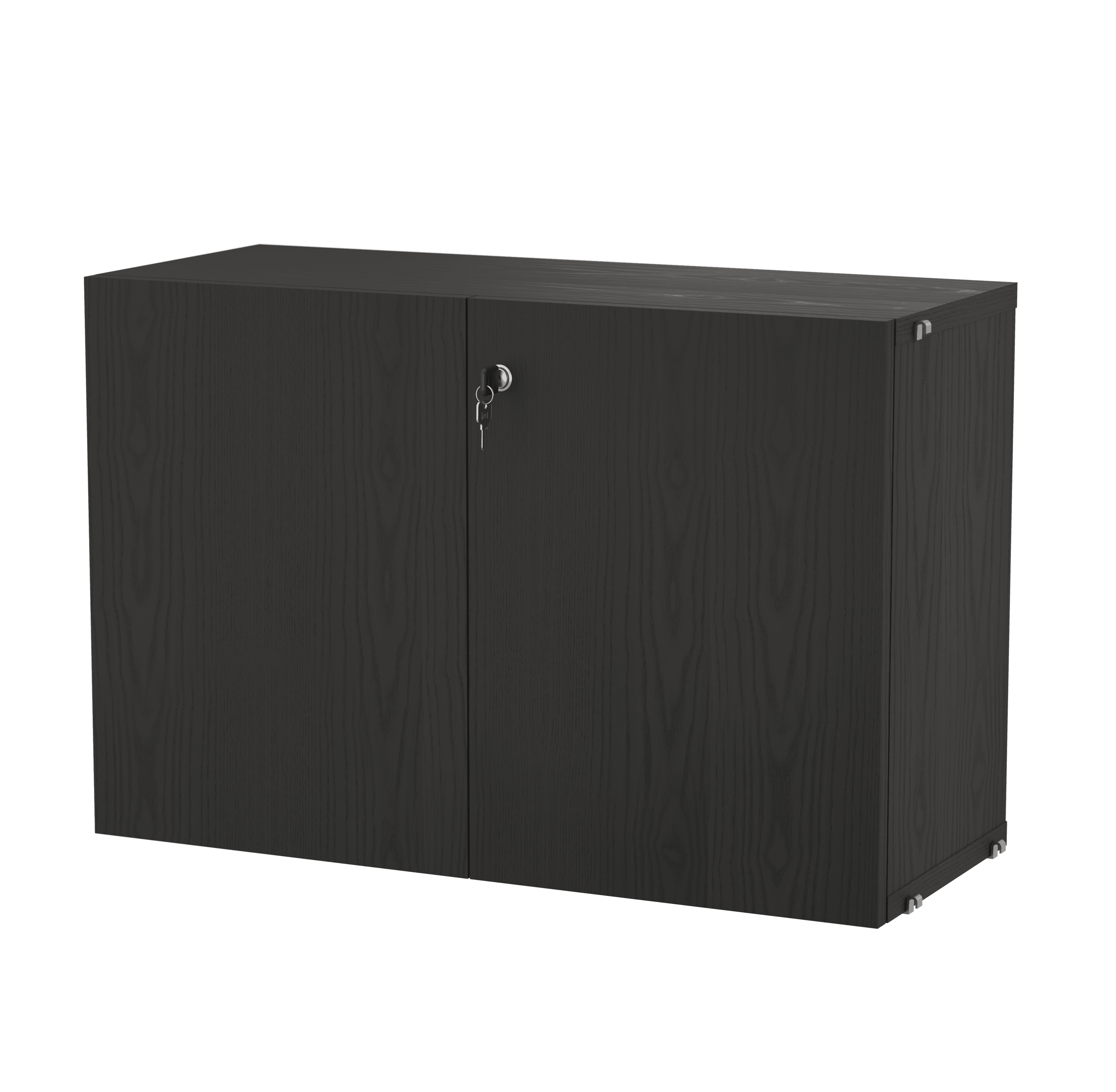 Cabinet with lock is available in one width, 78 cm, one depth, 32 cm, and one height, 52 cm. Combine it with floor panels from the String® System to create an optimal solution for your workspace, where you can store all your binders, cables, papers, and similar items. The doors are equipped with push-open fittings, and the right-hand door is lockable (two keys included). The inner dimensions of the cabinet are: w74 x d29 x h47 cm, and it has two inner shelves that can be adjusted to any height.