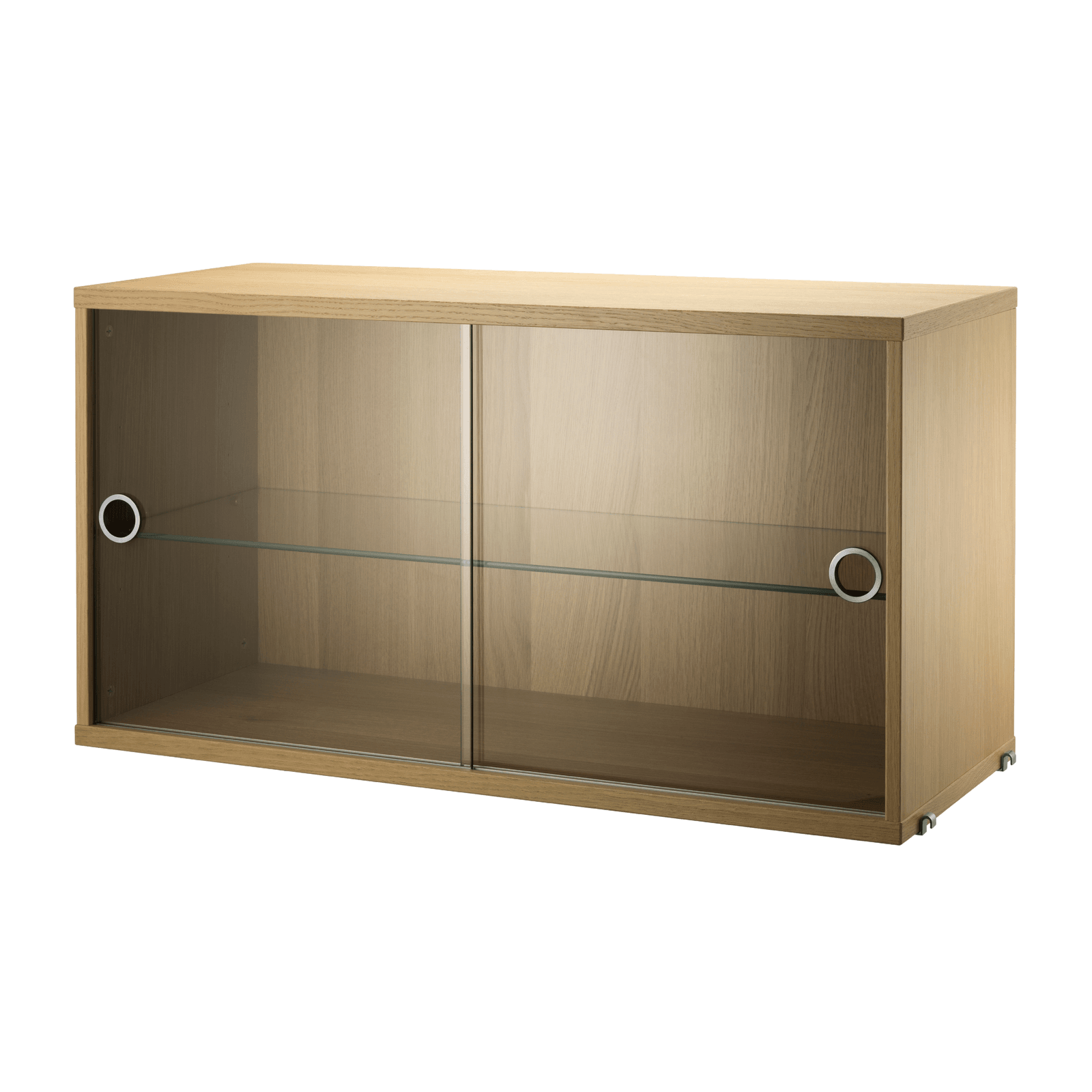 Display cabinet with sliding glass doors w78 x d30 x h42 cm Oak