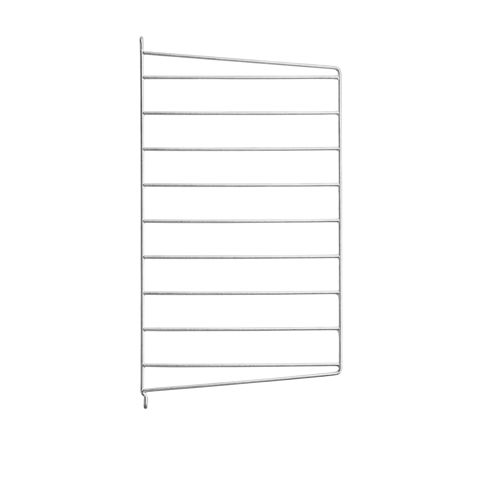 The galvanized wall panels are available in one height, 50 cm along with two depths, 20 and 30 cm. The panels are the base when building your string shelf outdoors. Then, you can start adding galvanized shelves from String® System. Add outdoor-proofed accessories such as j-hooks and s-hooks to cover your storage need. The panels are mounted onto a house façade, wooden fence, or other type of wall where it can stay all year round. The wall panels come in two different packaging’s, either with one wall panel or two wall panels.