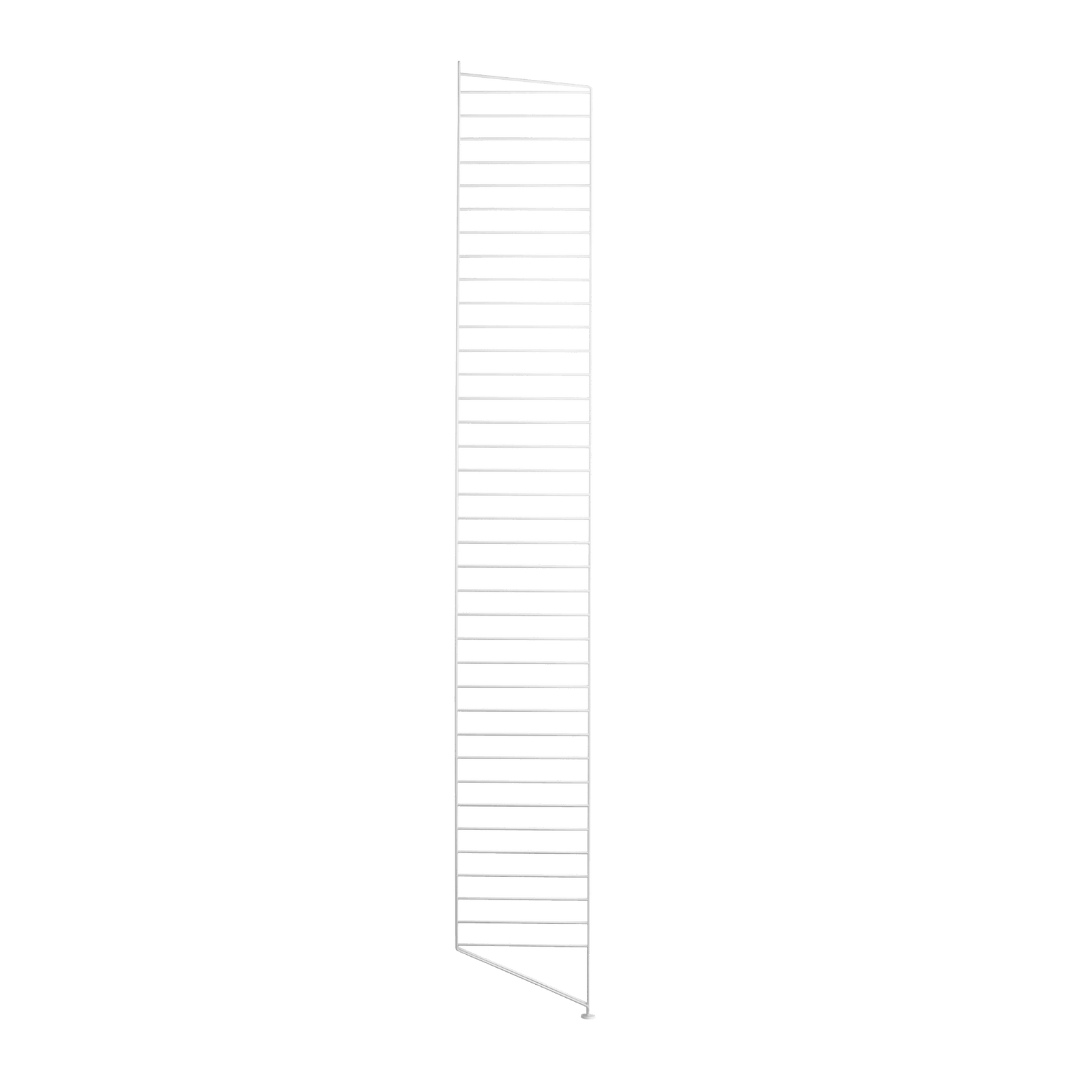 The floor panels are available in three heights, 85 cm, 115 cm, 200 cm along with one depth, 30 cm. The panels are the base when building your string shelf. When the panels are decided you can start adding products with 30 cm depth from String® System. Choose among shelves, cabinets, drawers, magazine shelves and more. The foot of the floor panel rests against the floor which makes the shelf stable while appearing light and airy. Make your shelf even more functional and unique by adding organizers, knife holder or a magazine holder, which all are placed on the panel’s threads. The panels come in two different packaging’s, either with one floor panel or two floor panels.