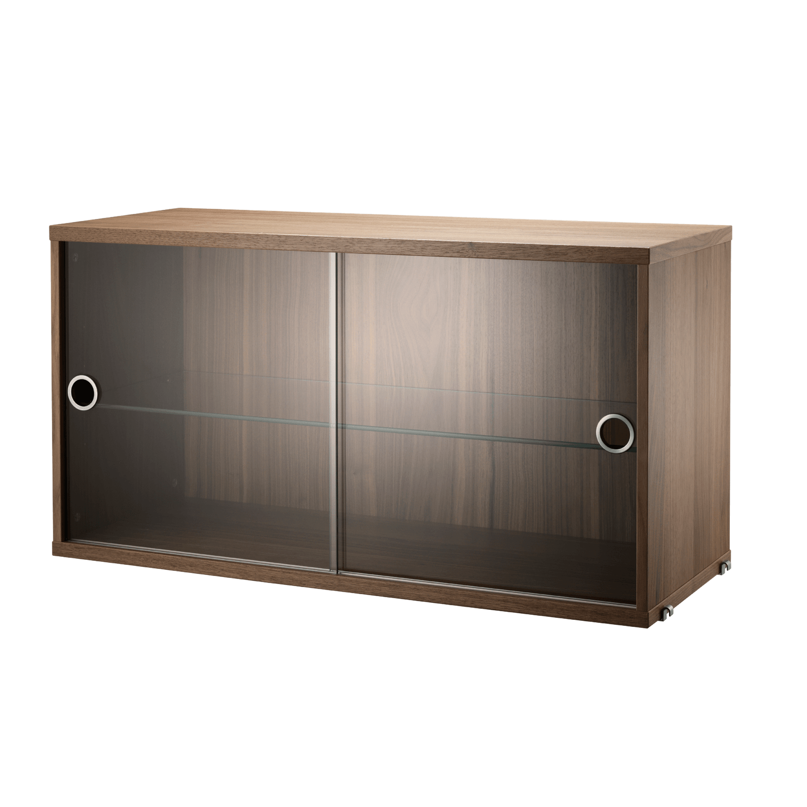 Display cabinet with sliding glass doors w78 x d30 x h42 cm Walnut
