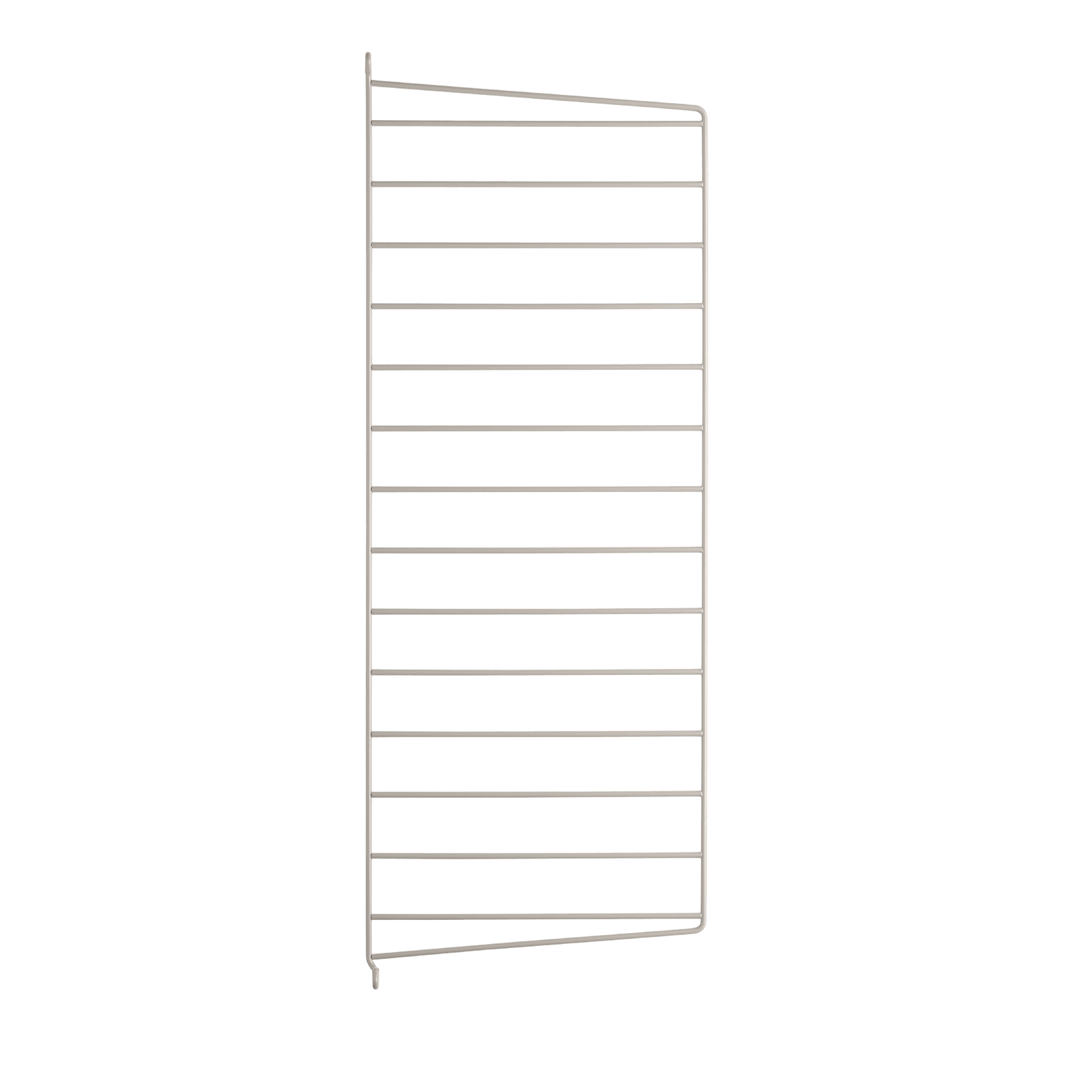 The wall panels are available in two heights, 50 and 75 cm, along with two depths, 20 and 30 cm. The panels are the base when building your string shelf. When the panels are decided you can start adding products from String® System. Choose among different shelves and cabinets. The wall panels are mounted onto a wall and do not touch either the floor or ceiling, which makes the whole shelf easy to adapt to any room. Make your shelf even more functional and unique by adding organizers or hooks, which all are placed on the panel’s threads. The panels come in two different packaging’s, either with one wall panel or two wall panels.