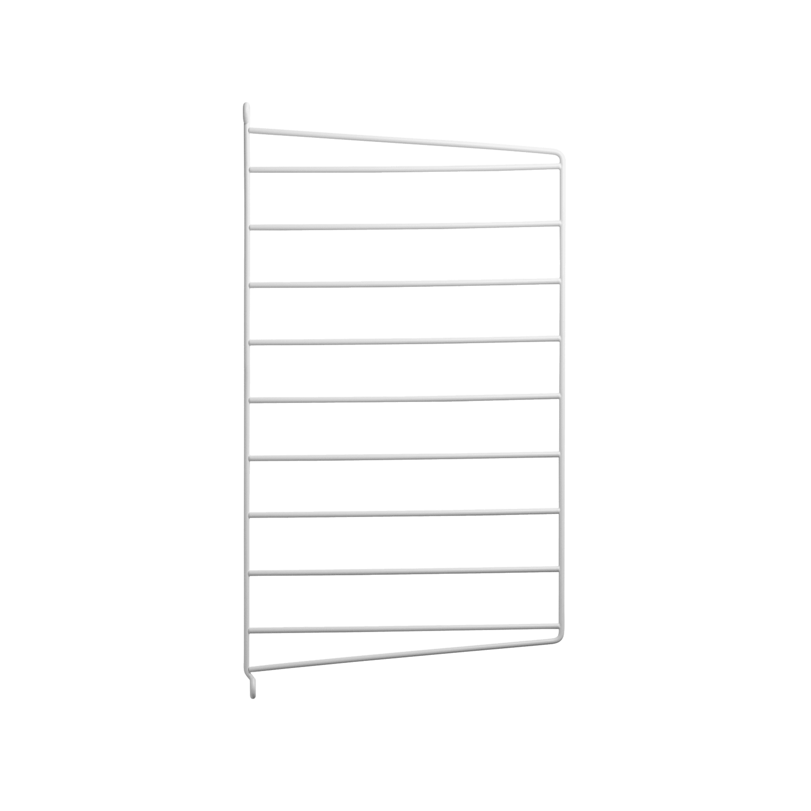 The wall panels are available in two heights, 50 and 75 cm, along with two depths, 20 and 30 cm. The panels are the base when building your string shelf. When the panels are decided you can start adding products from String® System. Choose among different shelves and cabinets. The wall panels are mounted onto a wall and do not touch either the floor or ceiling, which makes the whole shelf easy to adapt to any room. Make your shelf even more functional and unique by adding organizers or hooks, which all are placed on the panel’s threads. The panels come in two different packaging’s, either with one wall panel or two wall panels.