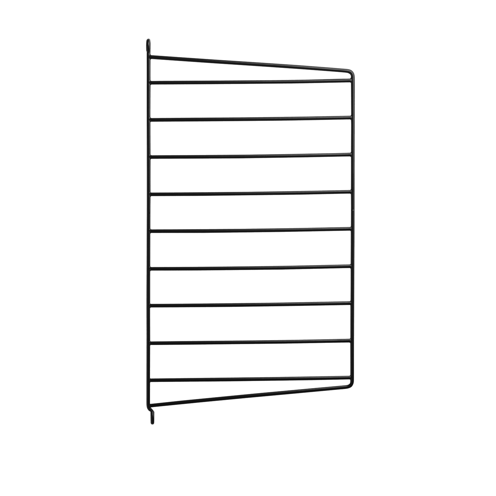 The wall panels are available in two heights, 50 and 75 cm, along with two depths, 20 and 30 cm. The panels are the base when building your string shelf. When the panels are decided you can start adding products from String® System. Choose among different shelves and cabinets. The wall panels are mounted onto a wall and do not touch either the floor or ceiling, which makes the whole shelf easy to adapt to any room. Make your shelf even more functional and unique by adding organizers or hooks, which all are placed on the panel’s threads. The panels come in two different packaging’s, either with one wall panel or two wall panels.