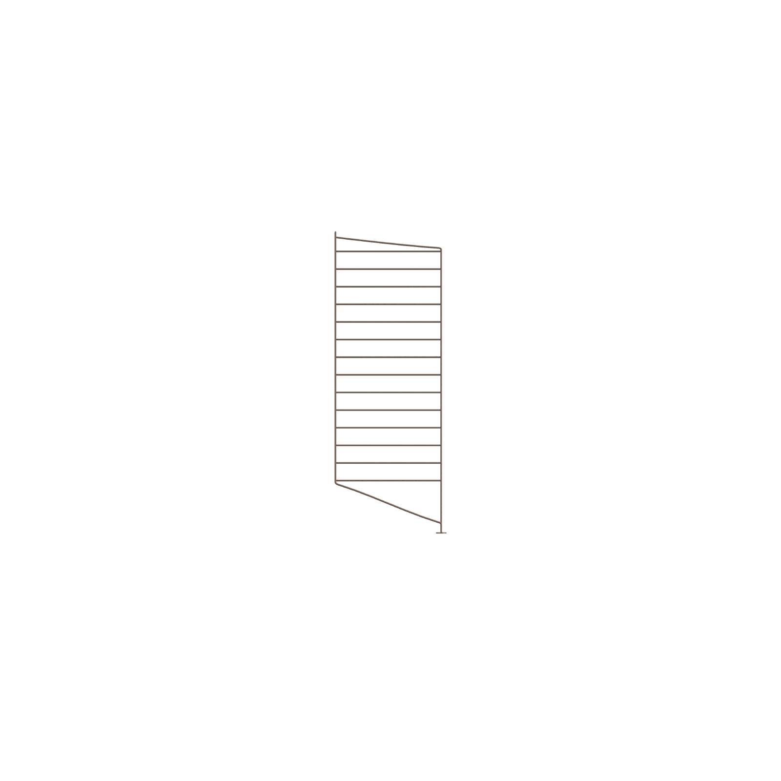 The floor panels are available in three heights, 85 cm, 115 cm, 200 cm along with one depth, 30 cm. The panels are the base when building your string shelf. When the panels are decided you can start adding products with 30 cm depth from String® System. Choose among shelves, cabinets, drawers, magazine shelves and more. The foot of the floor panel rests against the floor which makes the shelf stable while appearing light and airy. Make your shelf even more functional and unique by adding organizers, knife holder or a magazine holder, which all are placed on the panel’s threads. The panels come in two different packaging’s, either with one floor panel or two floor panels.
