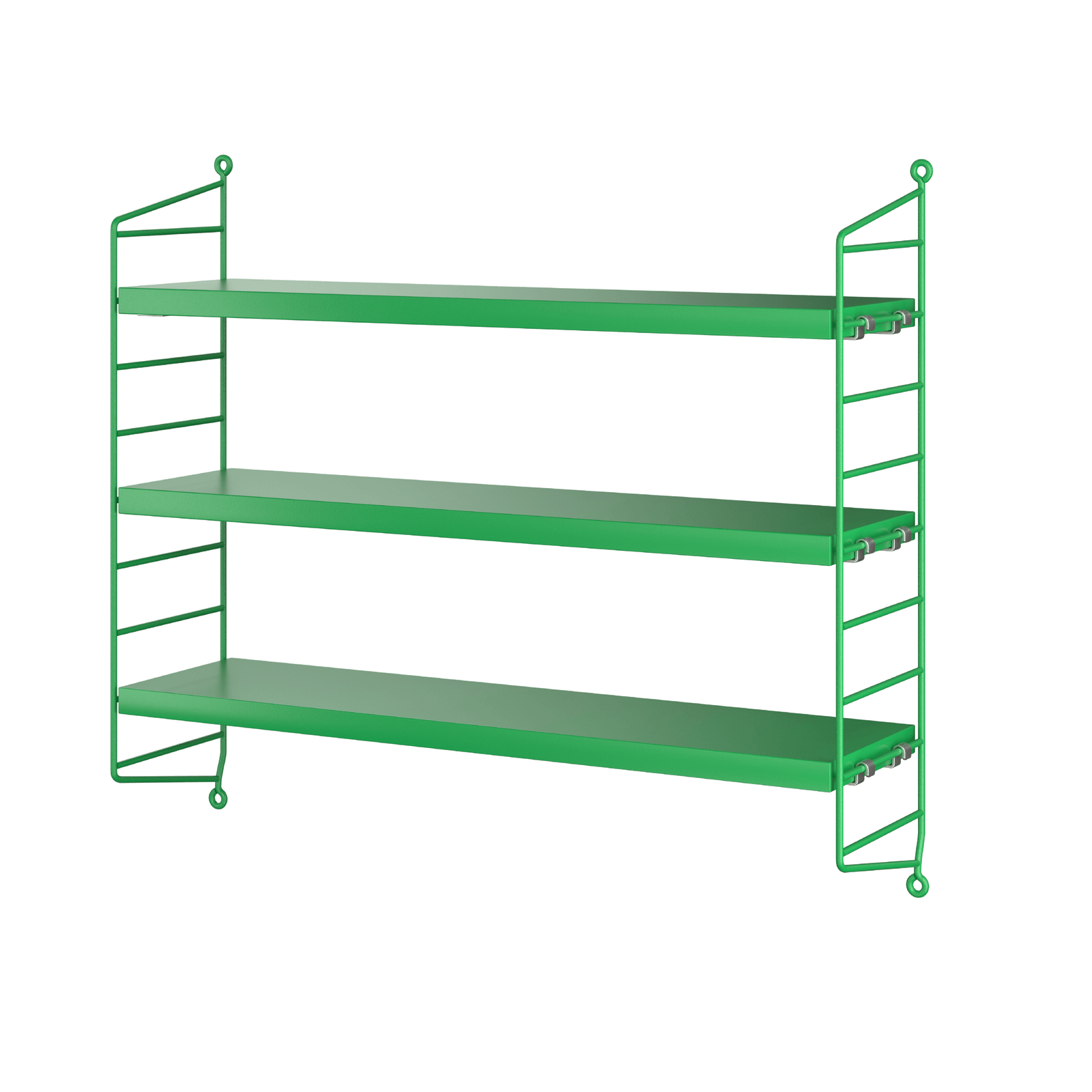 String® Pocket is sold as a complete shelf but is equally flexible as String® System. String® Pocket invites creativity and personality where you can combine two or three String® Pocket shelves into one larger shelf. Mix and match different colours and wooden alternatives to suit your style and preferences. Since the shelf is neat and practical it fits equally well as a nightstand as an extra shelf in your hallway. String® Pocket is sold as one complete unit containing two wire panels, height 50 cm, and three shelves, width 58 cm and depth 15 cm.