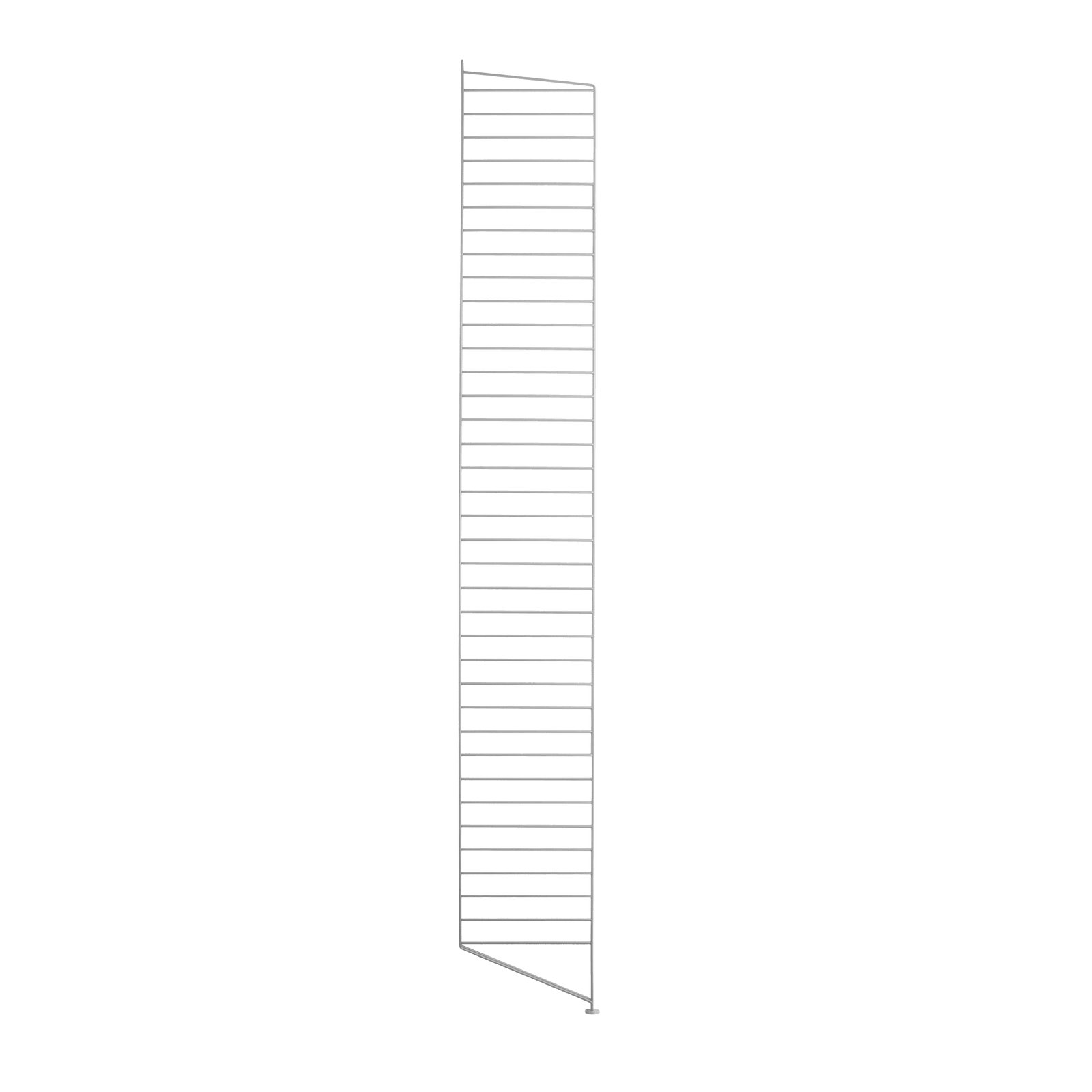 The floor panels are available in three heights, 85 cm, 115 cm, 200 cm along with one depth, 30 cm. The panels are the base when building your string shelf. When the panels are decided you can start adding products with 30 cm depth from String® System. Choose among shelves, cabinets, drawers, magazine shelves and more. The foot of the floor panel rests against the floor which makes the shelf stable while appearing light and airy. Make your shelf even more functional and unique by adding organizers, knife holder or a magazine holder, which all are placed on the panel’s threads. The panels come in two different packaging’s, either with one floor panel or two floor panels.