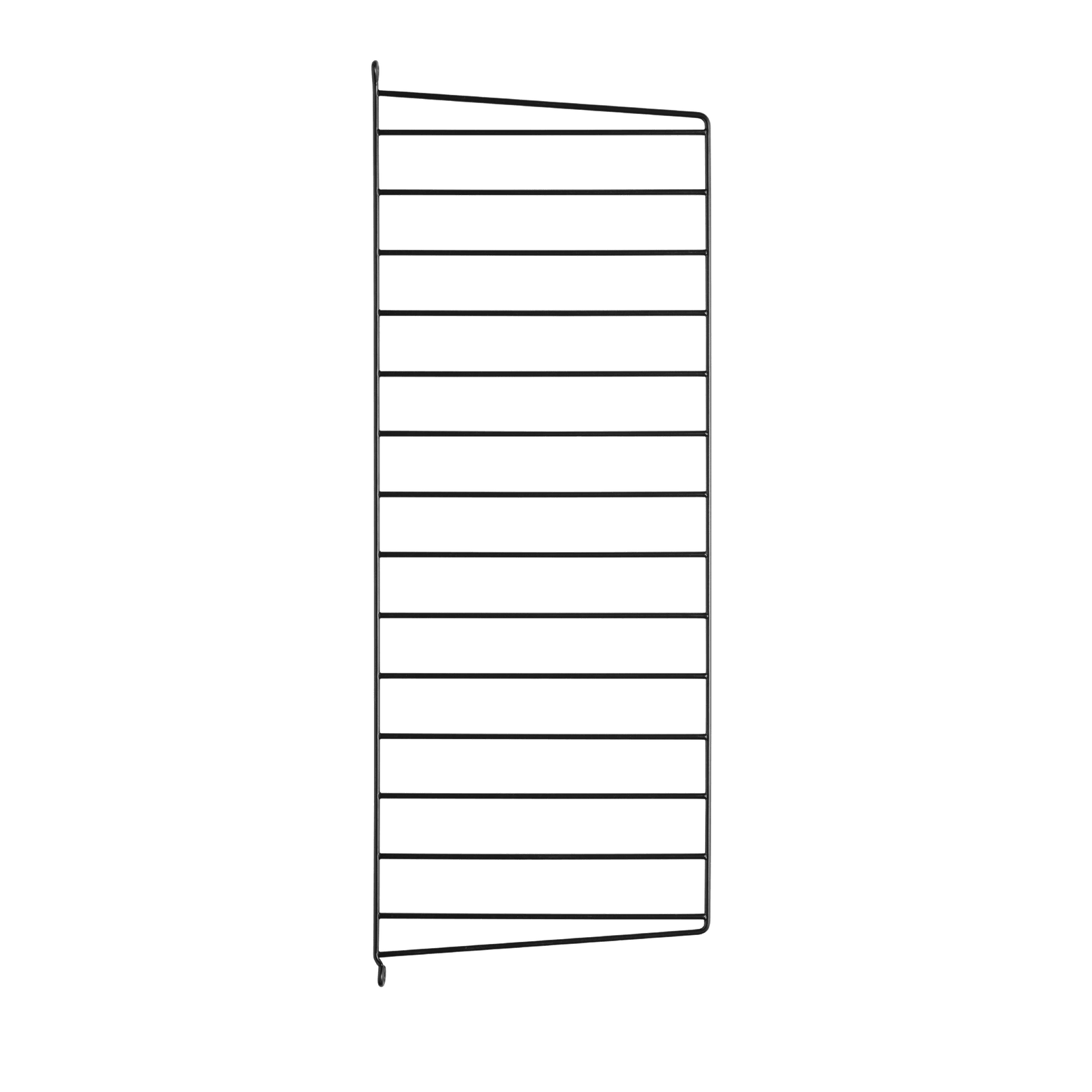 The wall panels are available in two heights, 50 and 75 cm, along with two depths, 20 and 30 cm. The panels are the base when building your string shelf. When the panels are decided you can start adding products from String® System. Choose among different shelves and cabinets. The wall panels are mounted onto a wall and do not touch either the floor or ceiling, which makes the whole shelf easy to adapt to any room. Make your shelf even more functional and unique by adding organizers or hooks, which all are placed on the panel’s threads. The panels come in two different packaging’s, either with one wall panel or two wall panels.