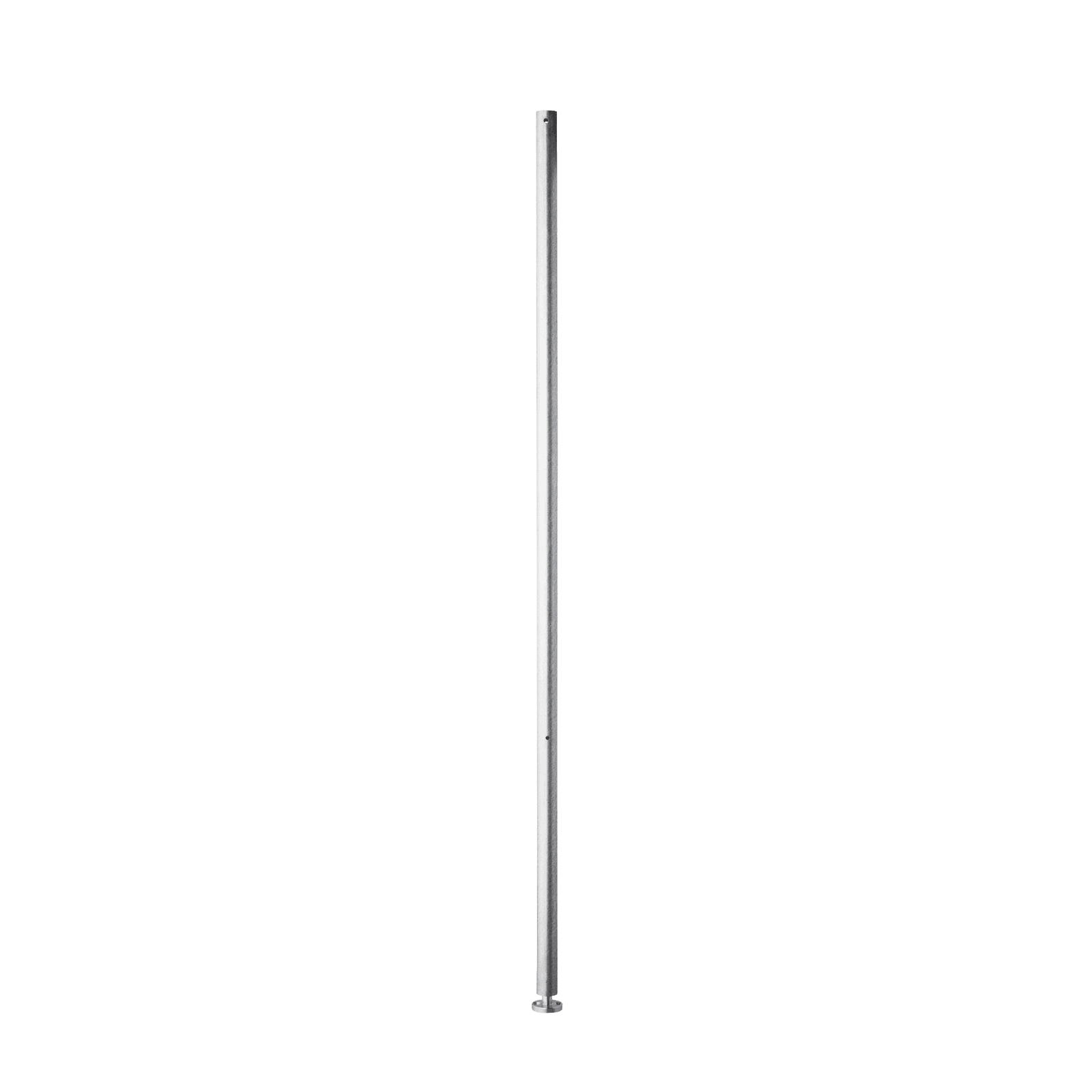 The upright is part of the free standing outdoor shelf and is made of galvanized steel. The uprights diameter is 2 cm, and the height is 87 cm, where the foot is adjustable. A complete section of the free standing shelf consists of one back panel, two uprights and two galvanized floor panels with height 85 cm and depth 30 cm. To build additional sections, you need one upright along with one panel for each section. We recommend at least one back panel, preferably placed in the middle, for a free standing shelf consisting of three sections.
