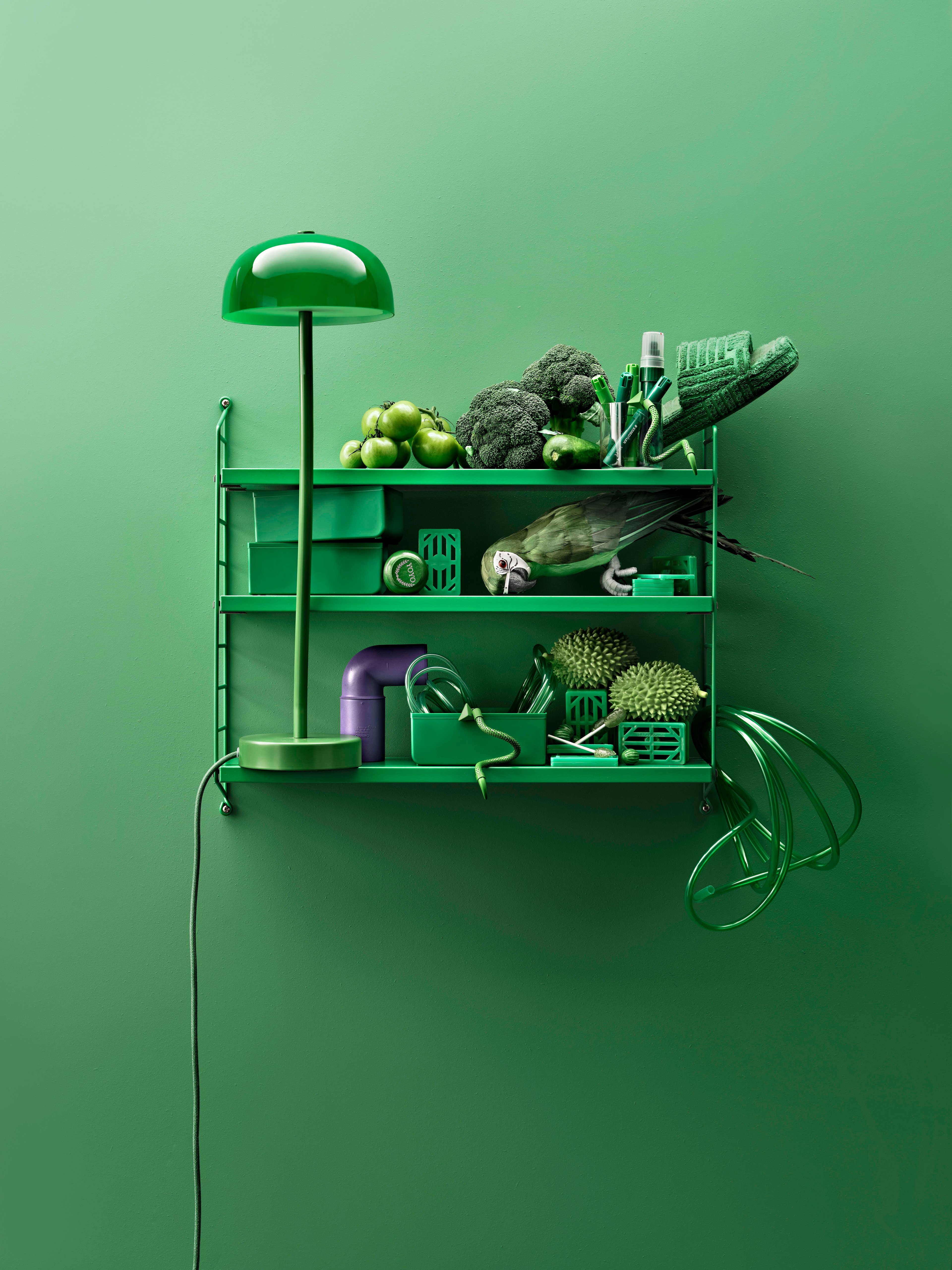 String® Pocket is sold as a complete shelf but is equally flexible as String® System. String® Pocket invites creativity and personality where you can combine two or three String® Pocket shelves into one larger shelf. Mix and match different colours and wooden alternatives to suit your style and preferences. Since the shelf is neat and practical it fits equally well as a nightstand as an extra shelf in your hallway. String® Pocket is sold as one complete unit containing two wire panels, height 50 cm, and three shelves, width 58 cm and depth 15 cm.
