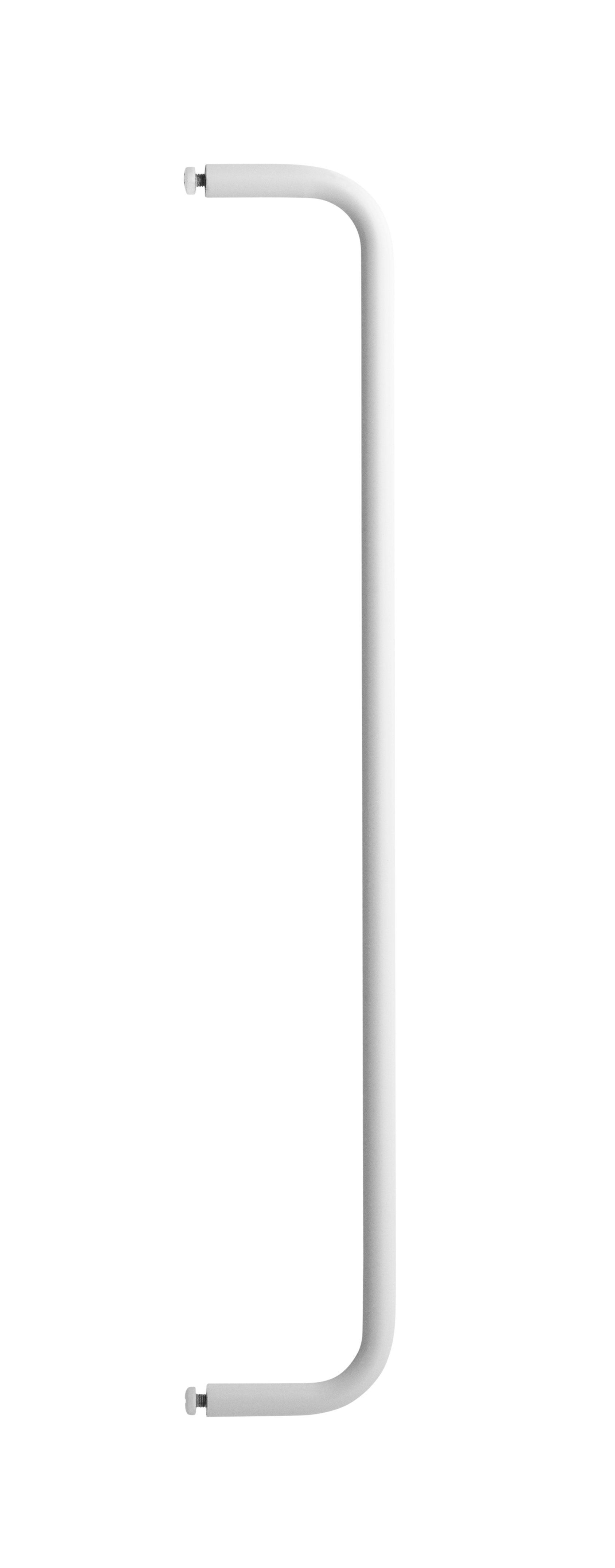 The rods are created to optimize a shelving combination and fit together with metal and galvanized shelves. The rods are available in the following widths: 24 cm, 53 cm, and 72 cm. The rods with widths 53 cm and 72 cm must be mounted along the width of the shelf, whereas the 24 cm wide rod can be mounted along the width or depth, if the shelf has depth 30 cm. The rods increase functionality and makes it possible for even more creative storage solutions. They are the optimal accessory for your hallway or wardrobe shelf since they make is possible to add coat-hangers from String® System. It is also a great spot to hang scarves, shawls or why not the dog leash. Each packaging contains one rod.