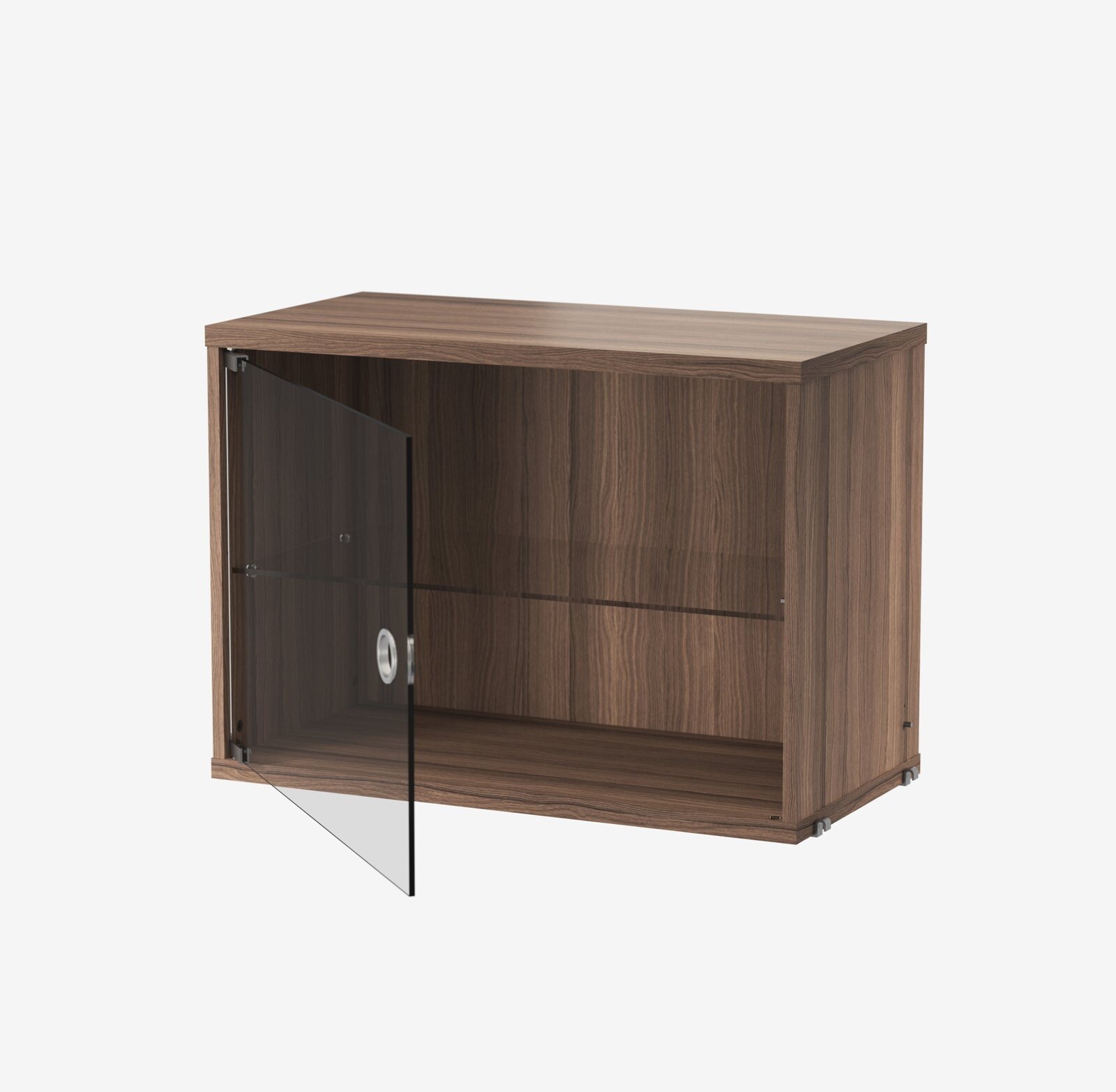 The Display Cabinet with Swing Glass Door is available in a width of 58 cm and a depth of 30 cm. It's compatible with all 30 cm deep wire and plex panels from String® System. Adding a bold element like a display cabinet enhances the visual appeal of your shelf while providing extra storage and the opportunity to display delicate items. The door can be mounted on either side of the cabinet. It includes one adjustable inner shelf, and the internal dimensions are w54 x d26 x h38 cm. The cabinet is delivered unassembled.