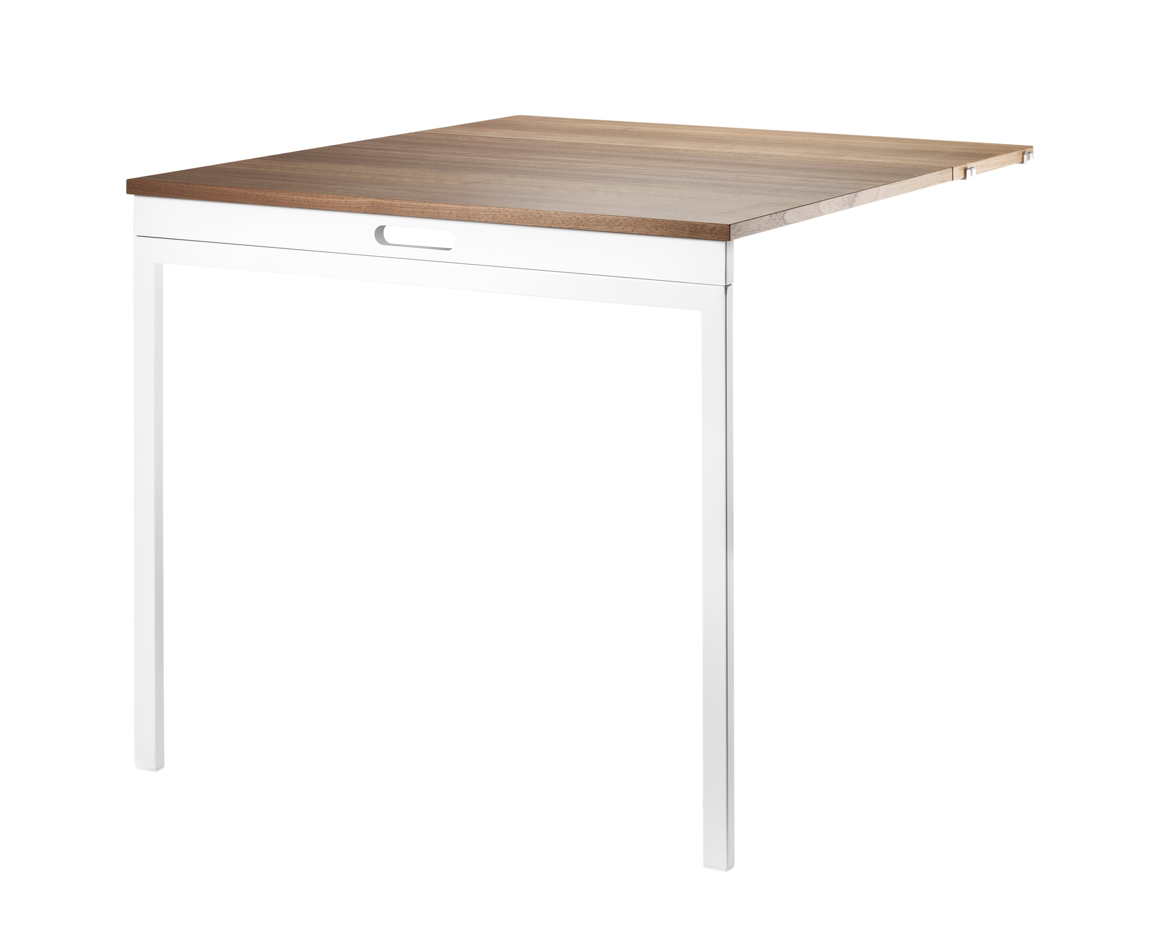 The folding table can be folded up and down with ease due to its flexible construction. The dimensions when folded up: w78 x d96 x h71 cm. When folded down the table melts into the shelf and then has the following dimensions: w78 x d30 x h71 cm. The folding table fits into 30 cm deep wire floor panels from String® System. The folding table is well suited for a smaller kitchen or other narrow spaces where a permanent table would be in the way. Maximize the usage and let the folding table act as your workspace during the day and dinner table at night.