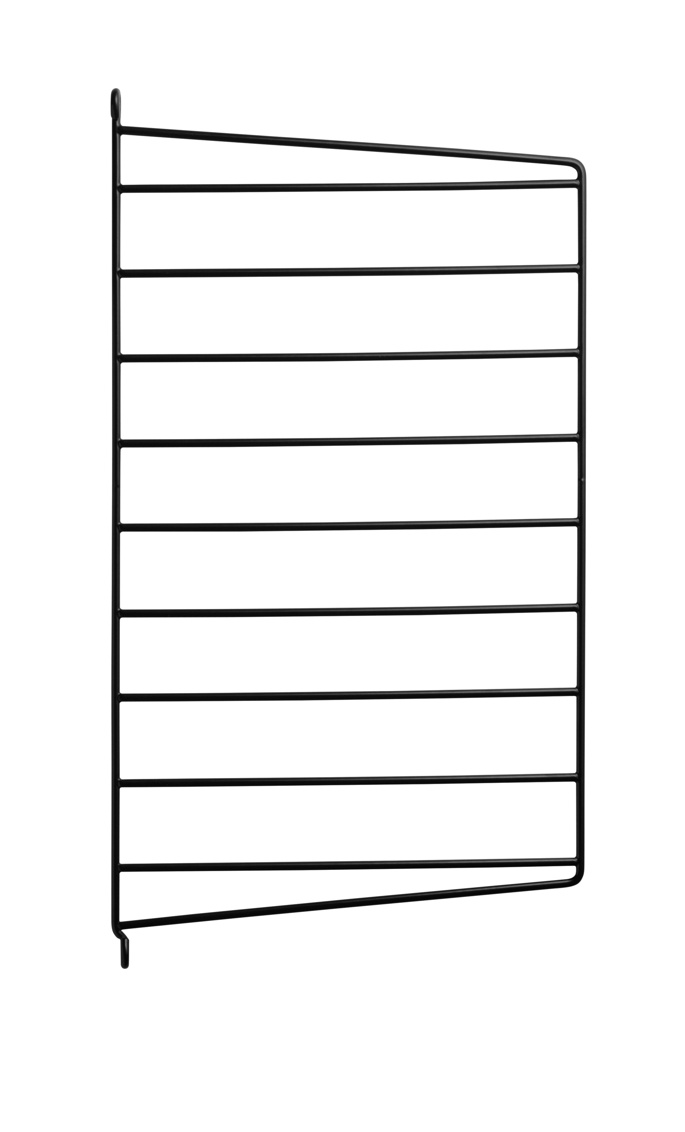 The wall panels are available in two heights, 50 and 75 cm, along with two depths, 20 and 30 cm. The panels are the base when building your string shelf. When the panels are decided you can start adding products from String® System. Choose among different shelves and cabinets. The wall panels are mounted onto a wall and do not touch either the floor or ceiling, which makes the whole shelf easy to adapt to any room. Make your shelf even more functional and unique by adding organizers or hooks, which all are placed on the panel’s threads. The panels come in two different packaging’s, either with one wall panel or two wall panels.