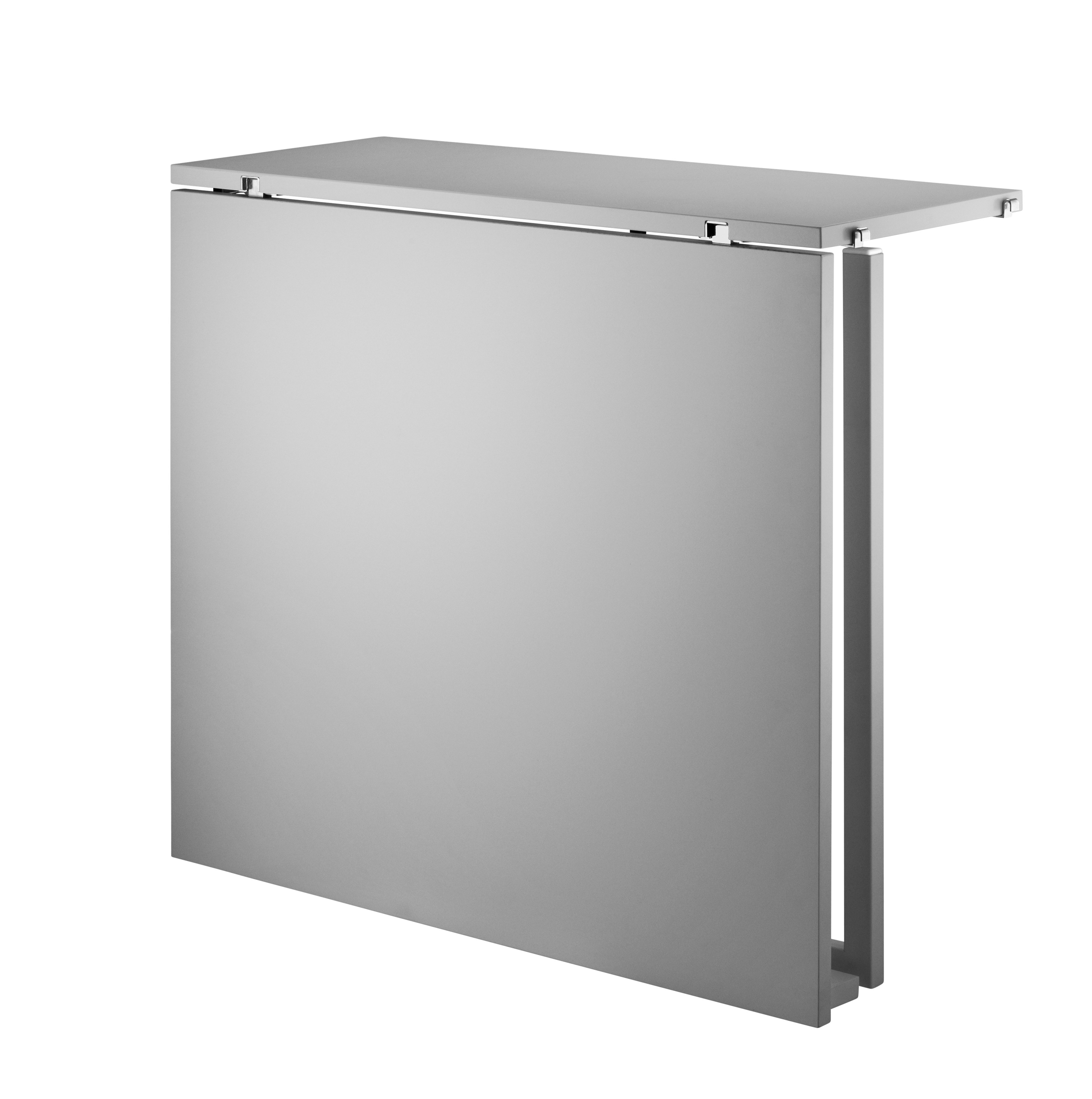 The folding table can be folded up and down with ease due to its flexible construction. The dimensions when folded up: w78 x d96 x h71 cm. When folded down the table melts into the shelf and then has the following dimensions: w78 x d30 x h71 cm. The folding table fits into 30 cm deep wire floor panels from String® System. The folding table is well suited for a smaller kitchen or other narrow spaces where a permanent table would be in the way. Maximize the usage and let the folding table act as your workspace during the day and dinner table at night.