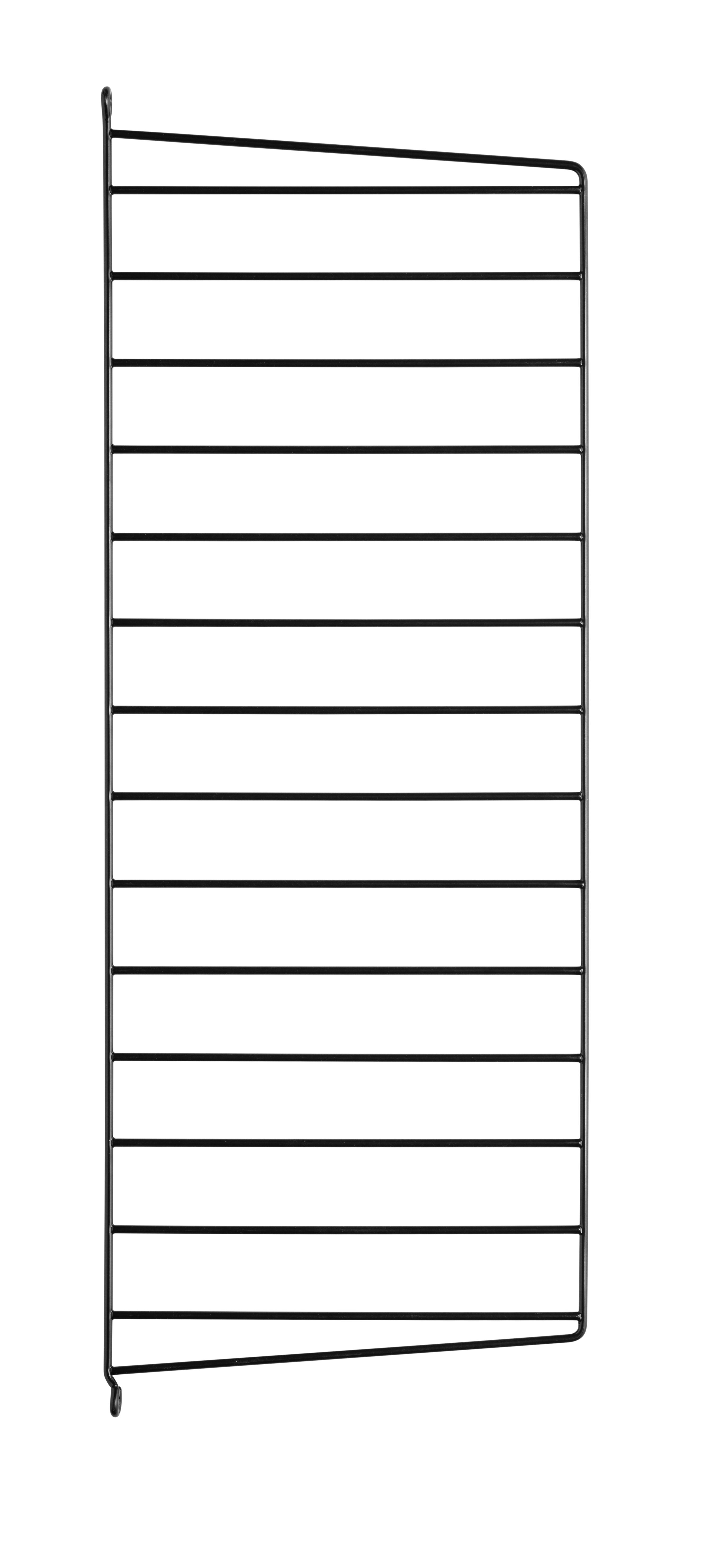 The wall panels are available in two heights, 50 and 75 cm, along with two depths, 20 and 30 cm. The panels are the base when building your string shelf. When the panels are decided you can start adding products from String® System. Choose among different shelves and cabinets. The wall panels are mounted onto a wall and do not touch either the floor or ceiling, which makes the whole shelf easy to adapt to any room. Make your shelf even more functional and unique by adding organizers or hooks, which all are placed on the panel’s threads. The panels come in two different packaging’s, either with one wall panel or two wall panels.