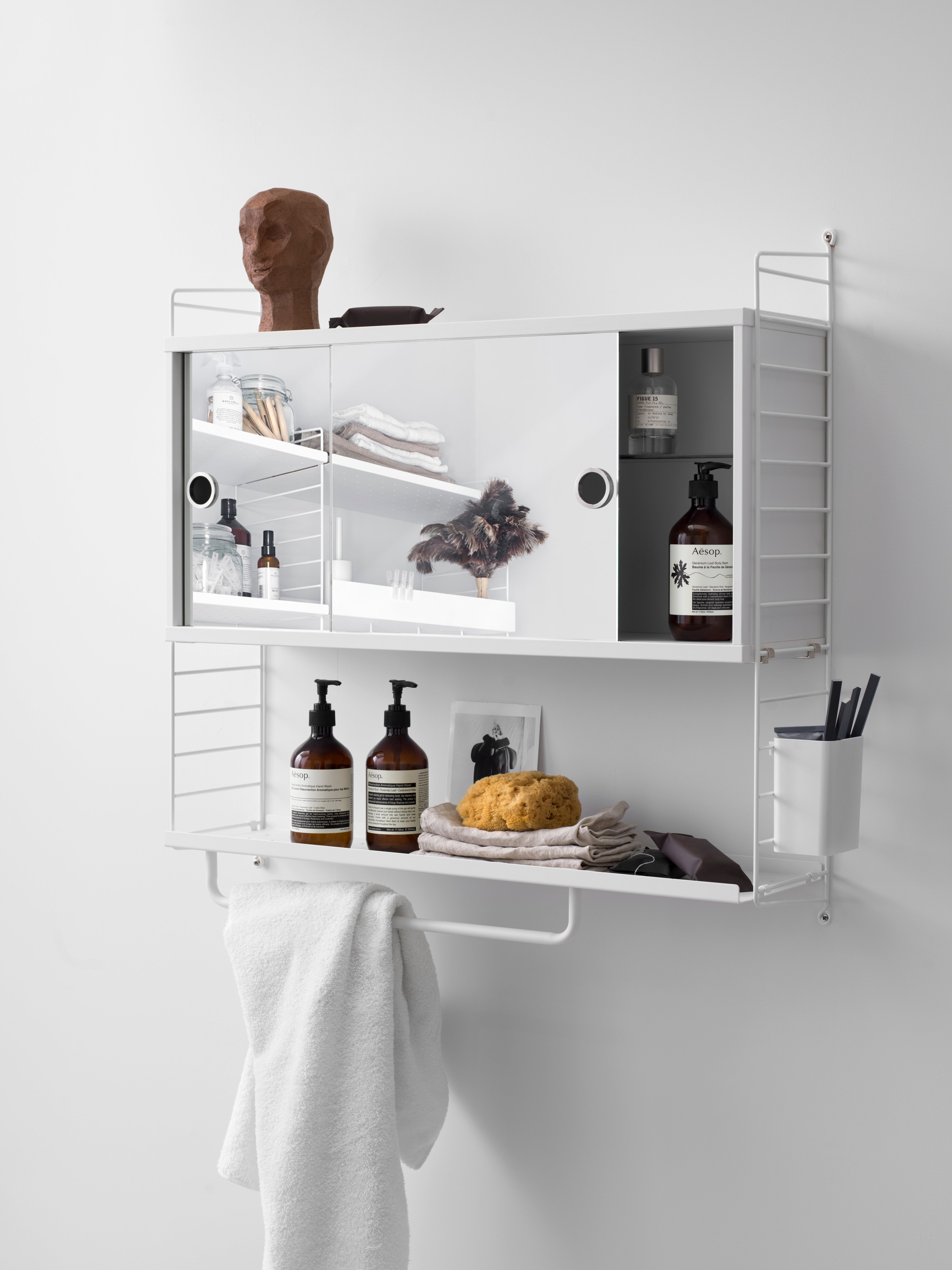 Neat wall-hung combination perfect for the smaller bathroom. Cabinets with mirror doors give you all the storage you need for your toiletries.