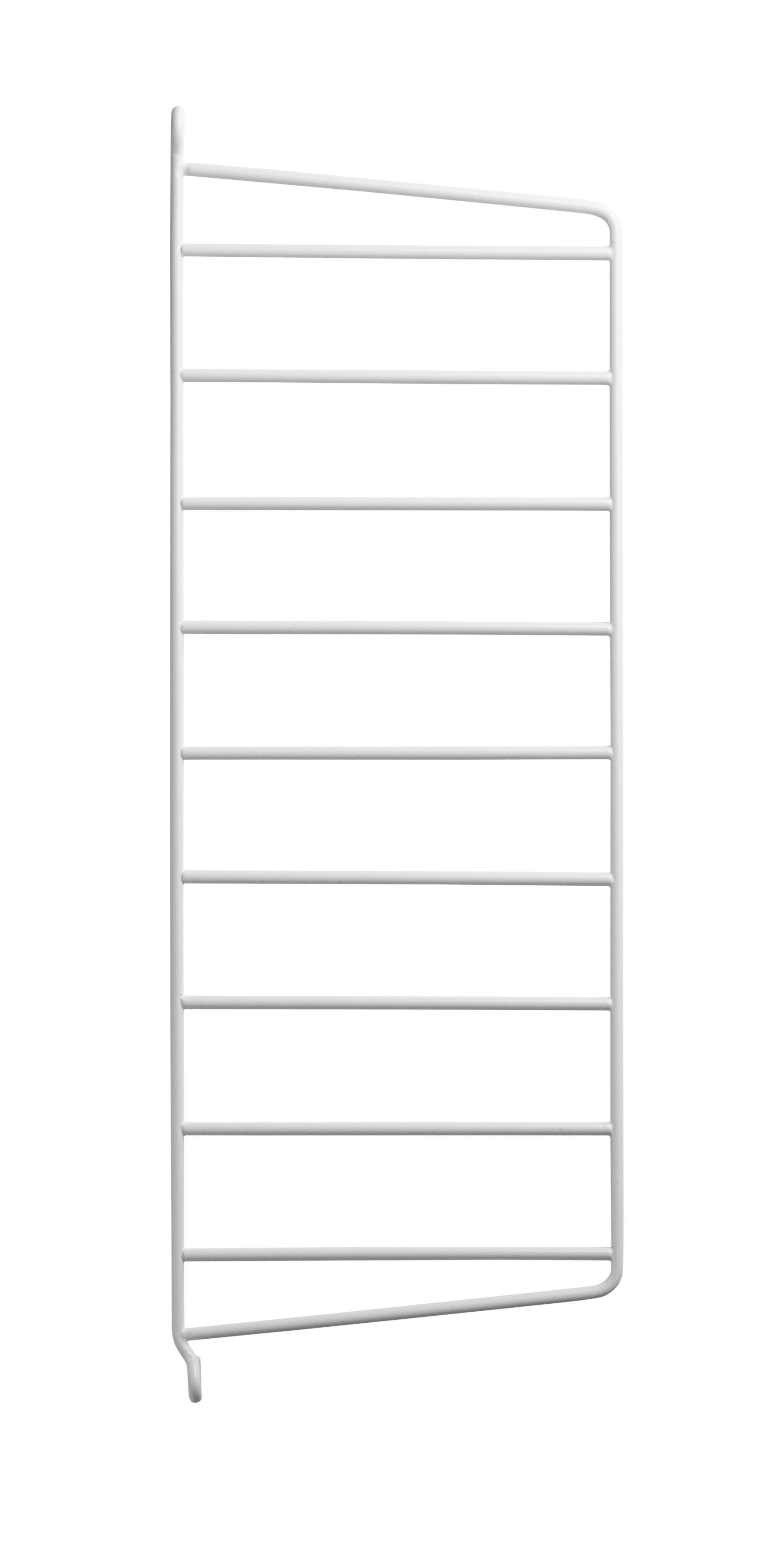 The wall panels are available in two heights, 50 and 75 cm, along with two depths, 20 and 30 cm. The panels are the base when building your string shelf. When the panels are decided you can start adding products from String® System. Choose among different shelves and cabinets. The wall panels are mounted onto a wall and do not touch either the floor or ceiling, which makes the whole shelf easy to adapt to any room. Make your shelf even more functional and unique by adding organizers or hooks, which all are placed on the panel’s threads. The panels come in two different packaging’s, either with one wall panel or two wall panels.